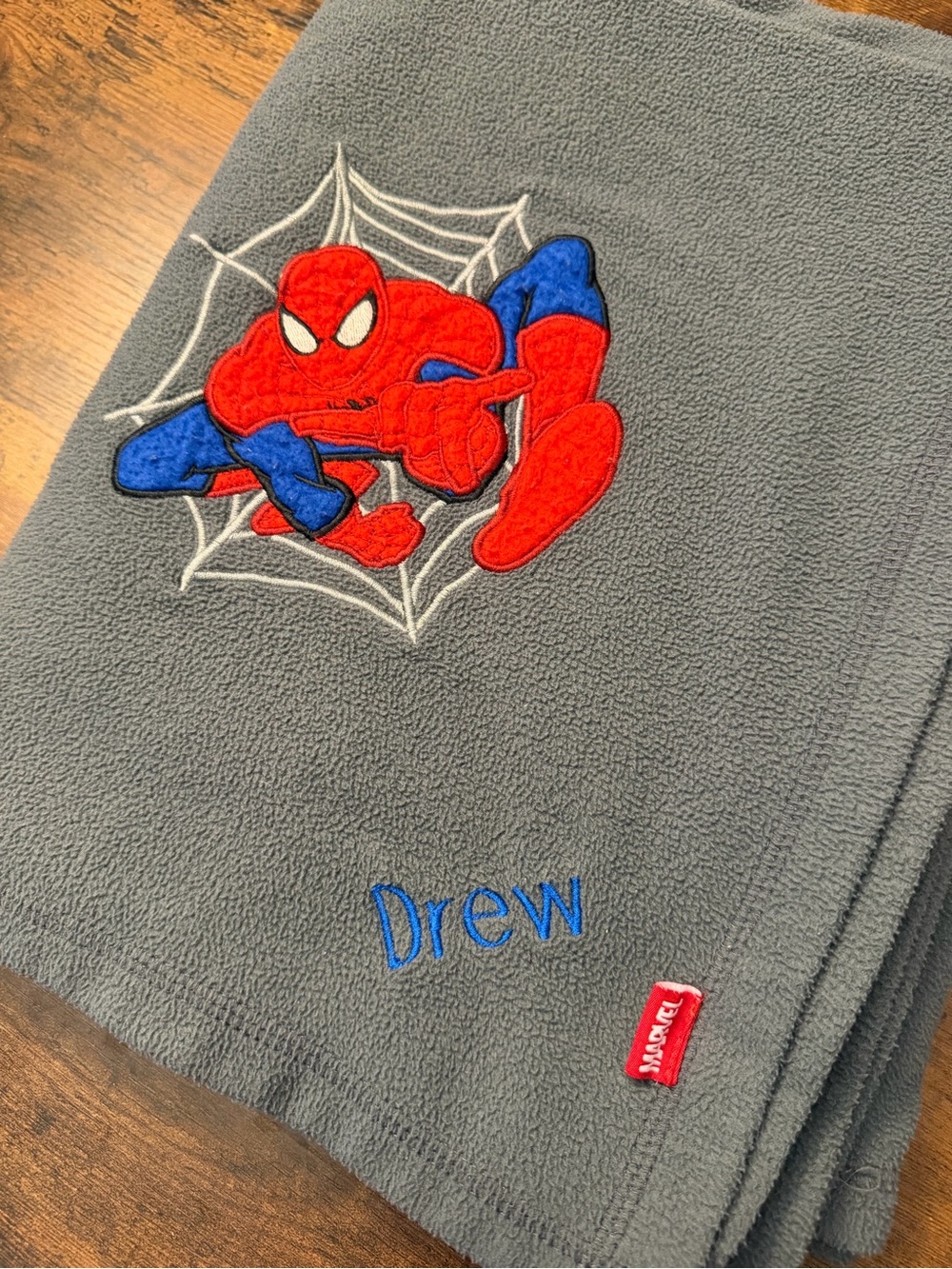Fleece Gray Spider-Man Marvel Blanket Personalized ‘Drew’ Disney Grey